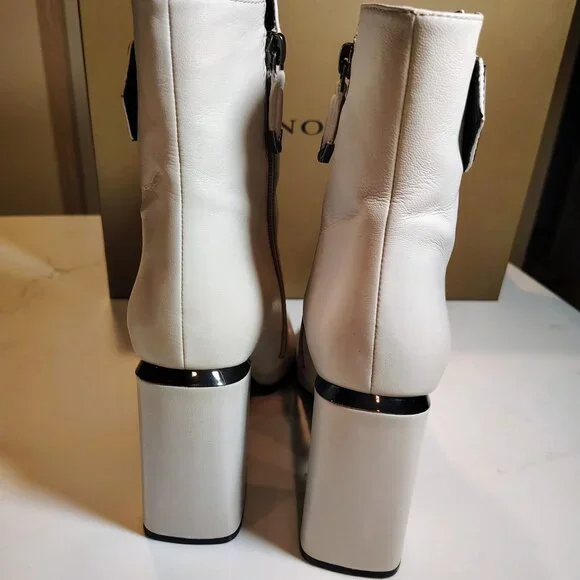 Made in Italy - Bruno Premi Ghiaccio (Ice) Creamy White Ankle Boots - Picture 4 of 8